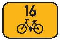 Dopravní značka IS21a Směrová tabulka pro cyklisty (přímo, vlevo nebo vpravo)