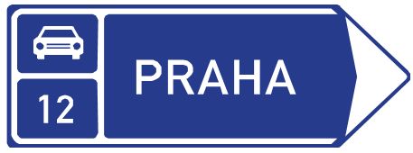 Dopravní značka IS2f Směrová tabule před nájezdem na silnici pro motorová vozidla (přímo, vlevo nebo vpravo)