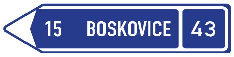 Dopravní značka IS3b Směrová tabule s cílem (přímo, vlevo nebo vpravo)