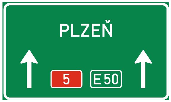 Dopravní značka IS6e Směrová návěst pro směr přímo